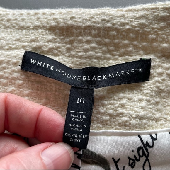 White House Black Market Blazer – Cream, Fringed Hem, Snap Closure – Size 10 - Picture 6 of 9